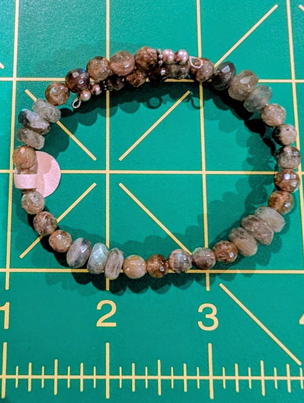 Blue Flash Faceted Labradorite Beaded Bracelet On Memory Wire Handmade